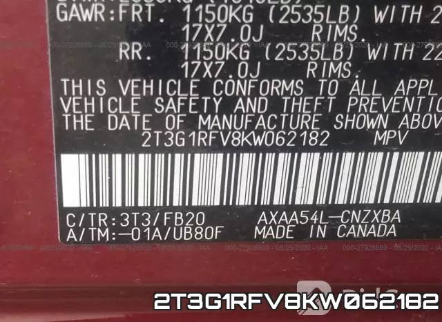 2T3G1RFV8KW062182 фото 10