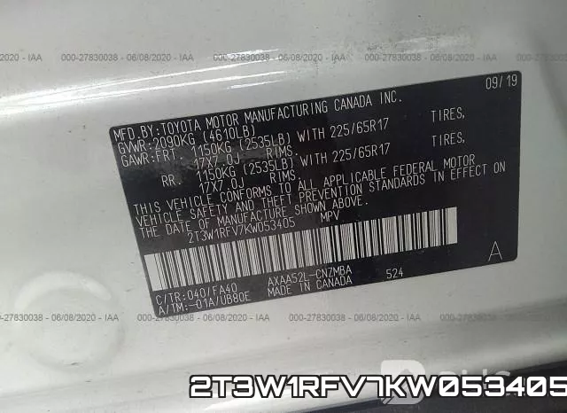 2T3W1RFV7KW053405 фото 10