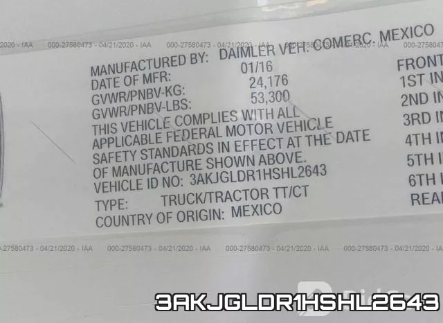 3AKJGLDR1HSHL2643 фото 10