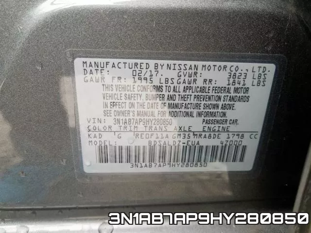 3N1AB7AP9HY280850 фото 2