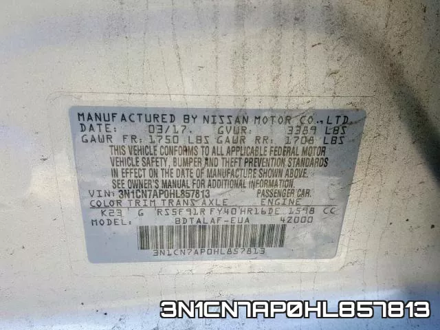 3N1CN7AP0HL857813 фото 2