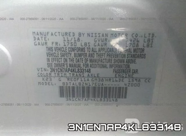 3N1CN7AP4KL833148 фото 10