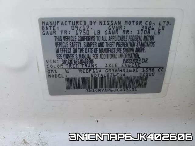 3N1CN7AP6JK402606 фото 2