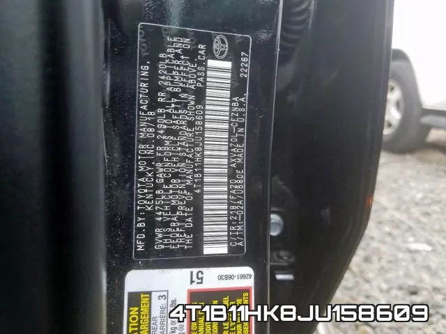4T1B11HK8JU158609 фото 2