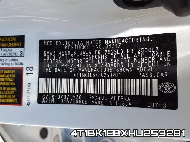 4T1BK1EBXHU253281 фото 2