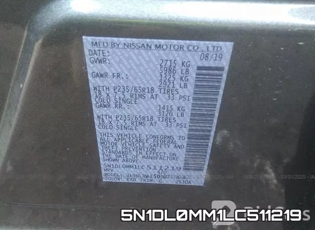 5N1DL0MM1LC511219 фото 10