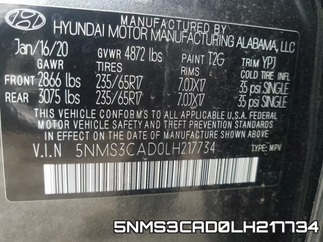 5NMS3CAD0LH217734 фото 2