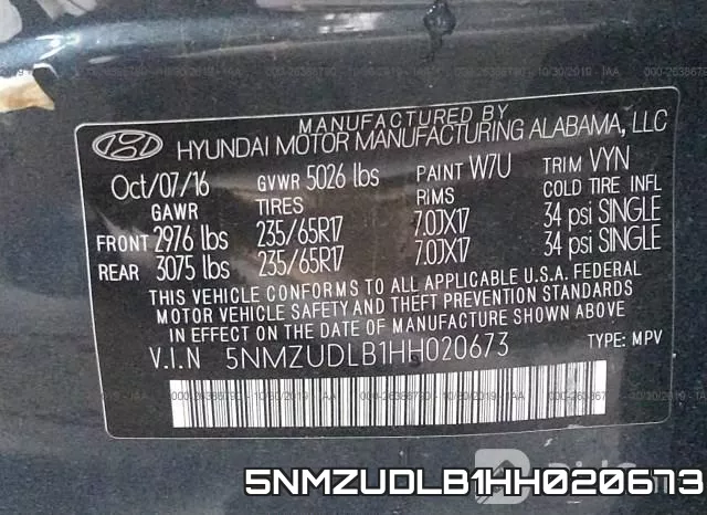 5NMZUDLB1HH020673 фото 10