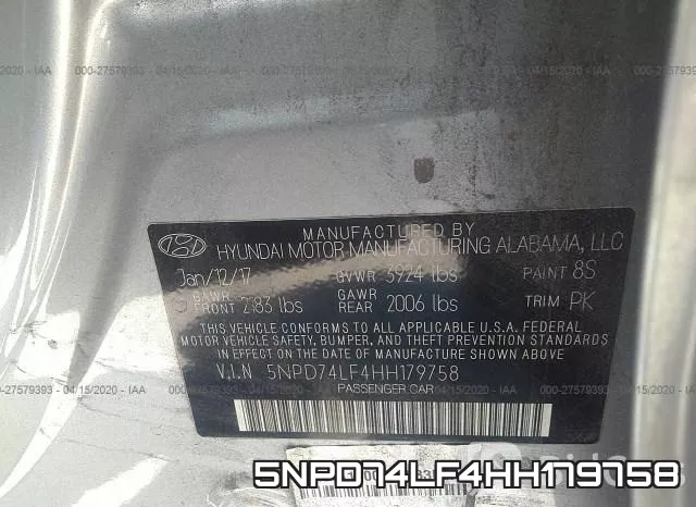 5NPD74LF4HH179758 фото 10