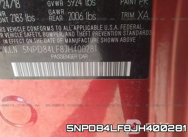 5NPD84LF8JH400281 фото 10