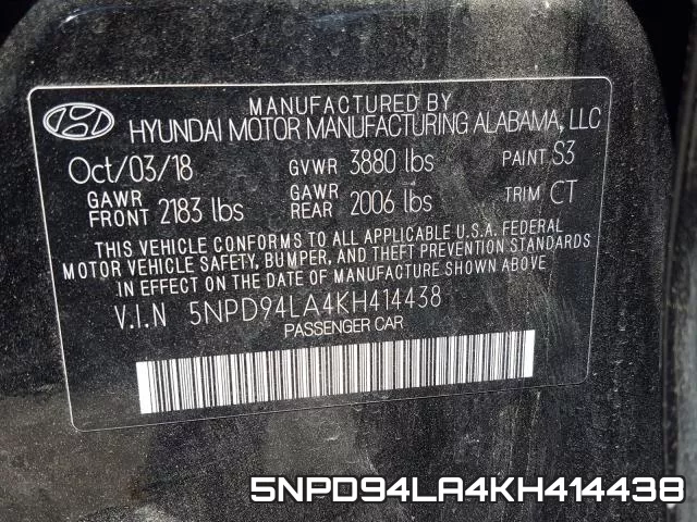 5NPD94LA4KH414438 фото 2