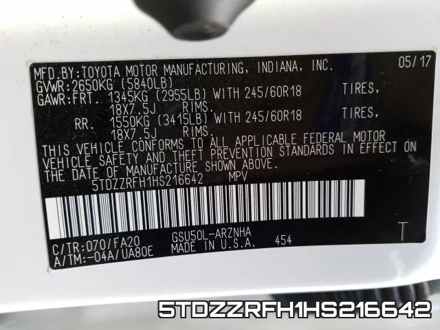 5TDZZRFH1HS216642 фото 2