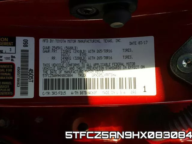 5TFCZ5AN9HX083084 фото 2