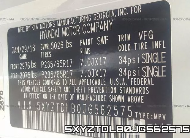 5XYZTDLB0JG562575 фото 10