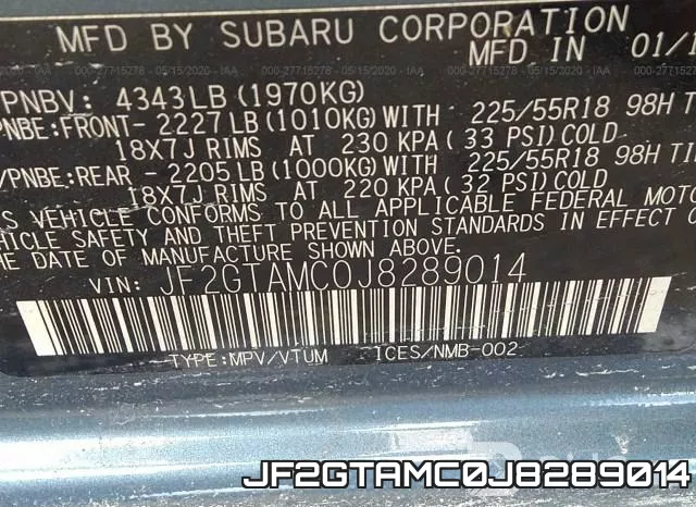 JF2GTAMC0J8289014 фото 10