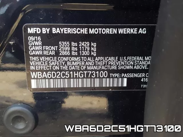 WBA6D2C51HGT73100 фото 2