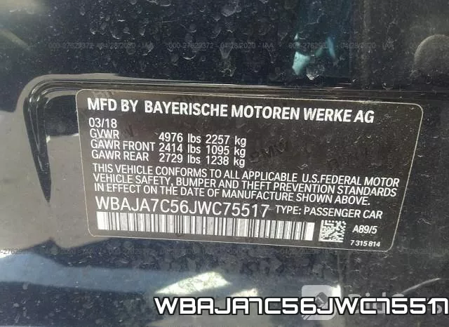 WBAJA7C56JWC75517 фото 10