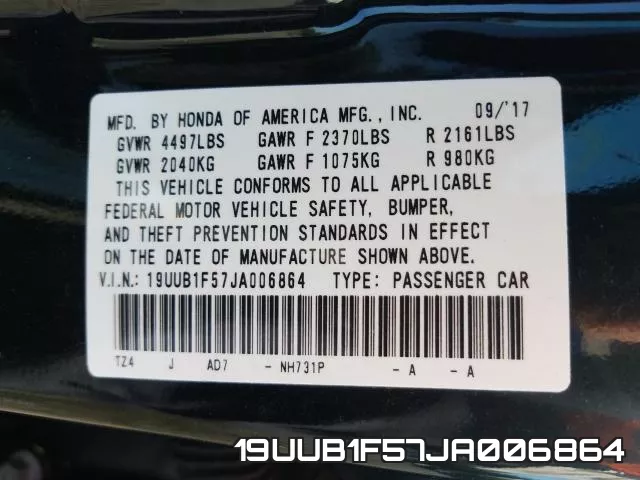19UUB1F57JA006864 фото 2
