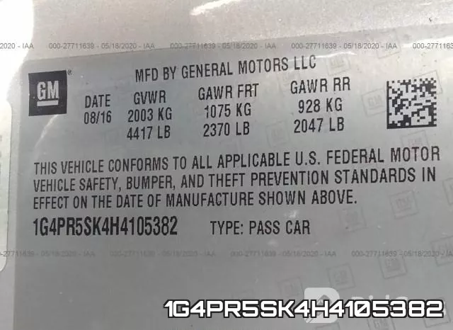 1G4PR5SK4H4105382 фото 10