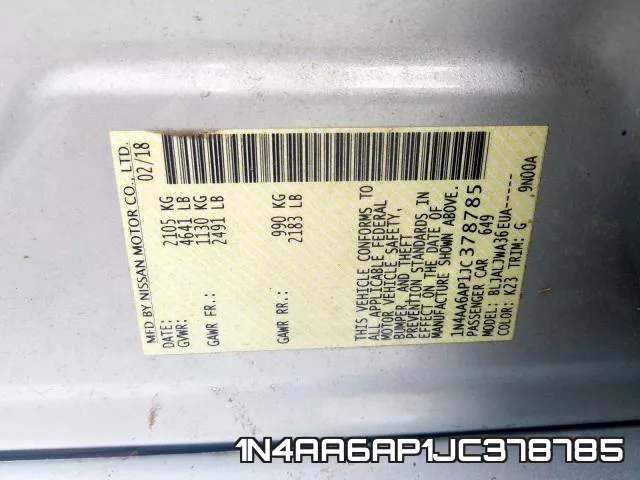 1N4AA6AP1JC378785 фото 2
