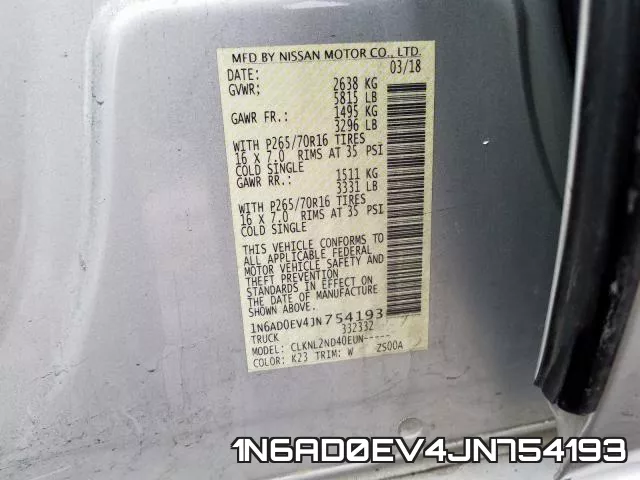 1N6AD0EV4JN754193 фото 2
