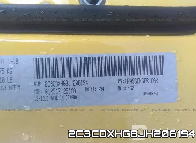 2C3CDXHG8JH206194 фото 10