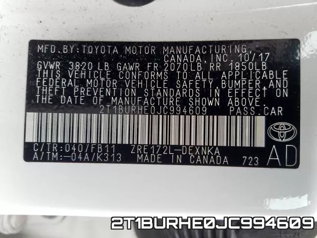 2T1BURHE0JC994609 фото 2