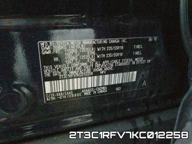 2T3C1RFV7KC012258 фото 2