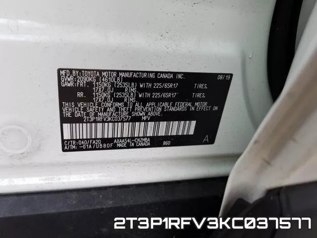 2T3P1RFV3KC037577 фото 2