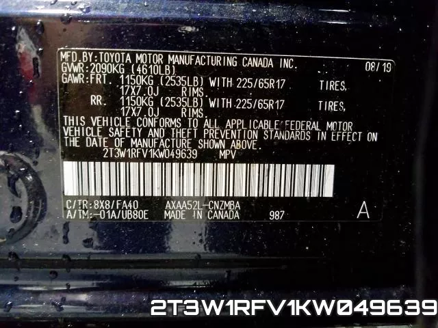 2T3W1RFV1KW049639 фото 2