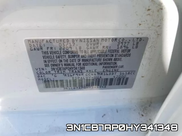 3N1CB7AP0HY341348 фото 2