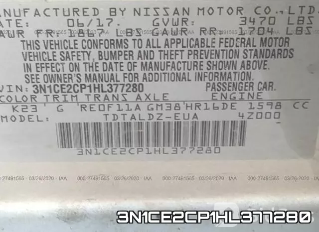 3N1CE2CP1HL377280 фото 10