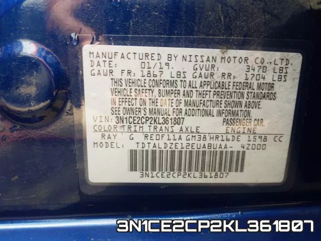 3N1CE2CP2KL361807 фото 2