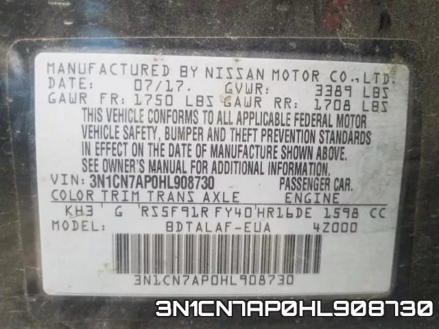 3N1CN7AP0HL908730 фото 2