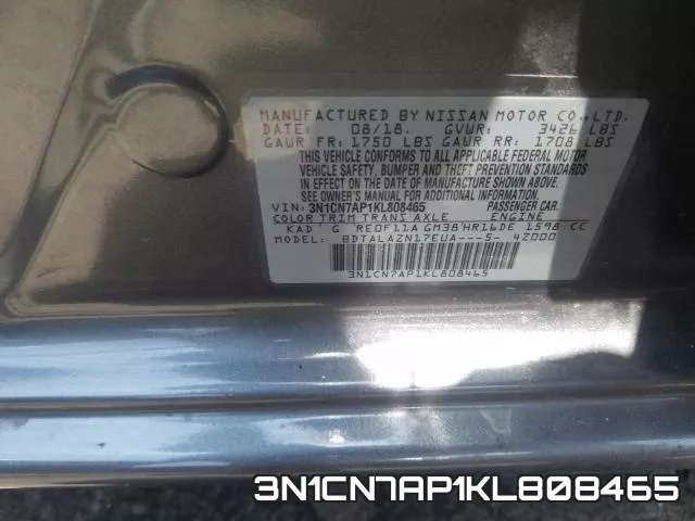 3N1CN7AP1KL808465 фото 2
