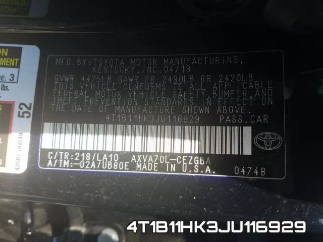 4T1B11HK3JU116929 фото 2