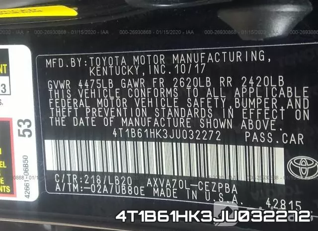 4T1B61HK3JU032272 фото 10