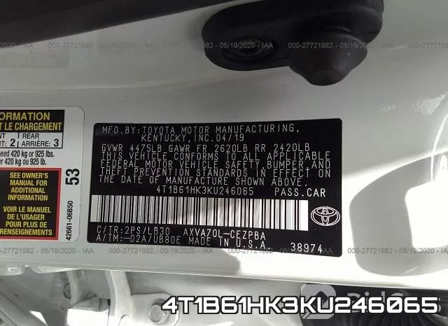 4T1B61HK3KU246065 фото 10
