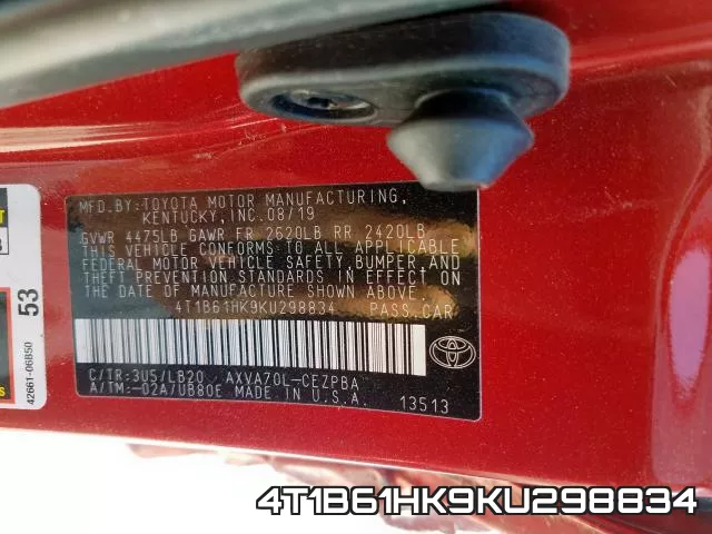 4T1B61HK9KU298834 фото 2