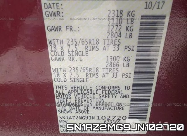 5N1AZ2MG9JN102720 фото 10