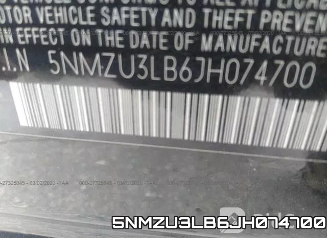5NMZU3LB6JH074700 фото 10