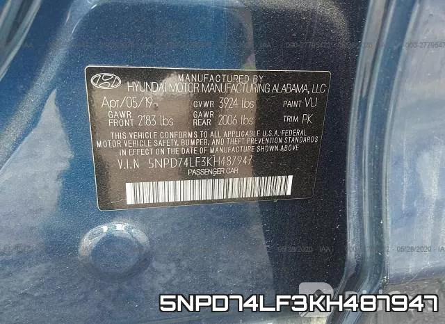 5NPD74LF3KH487947 фото 10