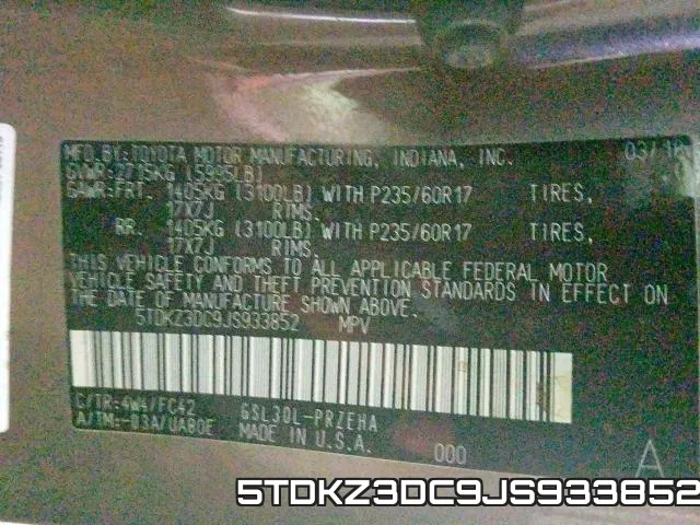 5TDKZ3DC9JS933852 фото 2