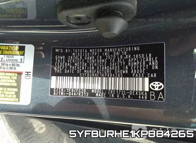 5YFBURHE1KP884265 фото 10