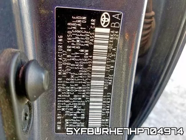 5YFBURHE7HP704974 фото 2
