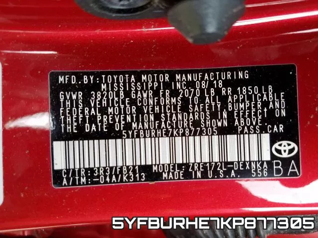 5YFBURHE7KP877305 фото 2