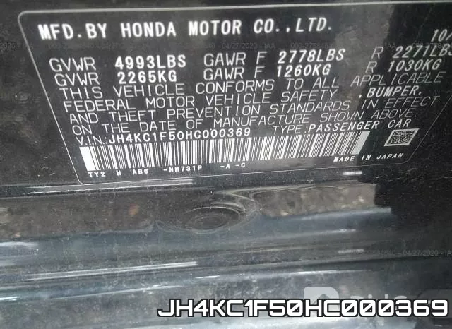 JH4KC1F50HC000369 фото 10