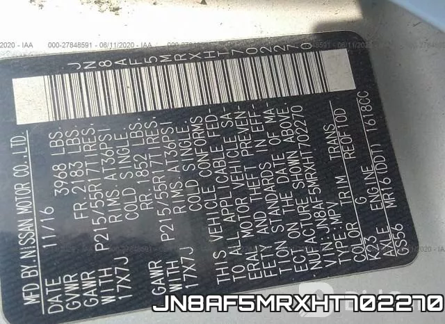 JN8AF5MRXHT702270 фото 10