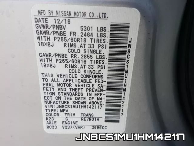 JN8CS1MU1HM142117 фото 2