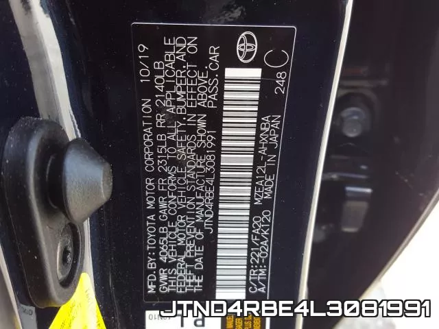 JTND4RBE4L3081991 фото 2